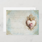 クラウン付きハートヴィンテージコラージポストカード ポストカード (正面/裏面)