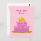 クラウン付きピンクケーキ誕生日 ポストカード (正面/裏面)