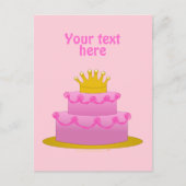 クラウン付きピンクケーキ誕生日 ポストカード (正面)