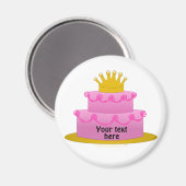 クラウン付きピンクケーキ誕生日 マグネット (正面/裏面)