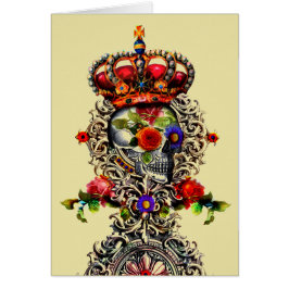 クラウン付きフローラスカルグリーティングカード