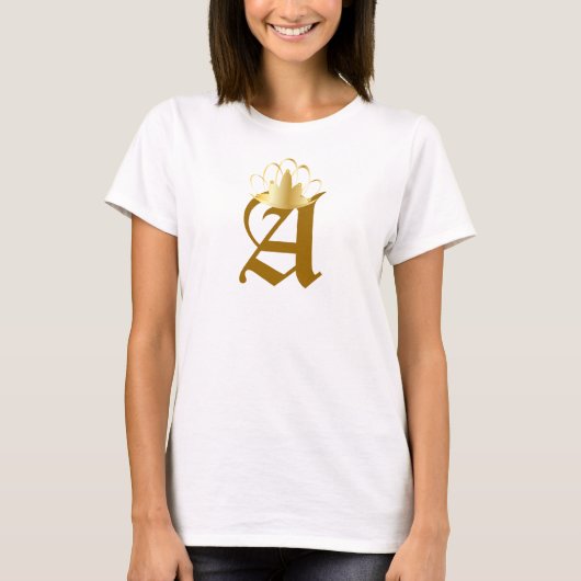 クラウン付きモノグラムS-16プリンセスカスタマイズ- Tシャツ (正面)