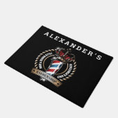 クラウン付き理容師ポールロゴのパーソナライズ ドアマット (アングル)