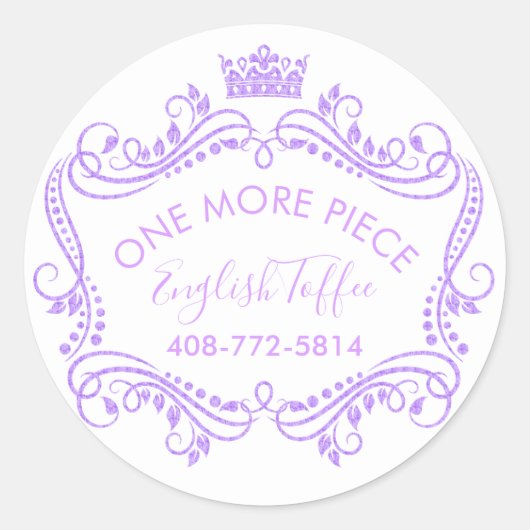 クラウン付き紫色のフレームと渦巻き ラウンドシール (正面)
