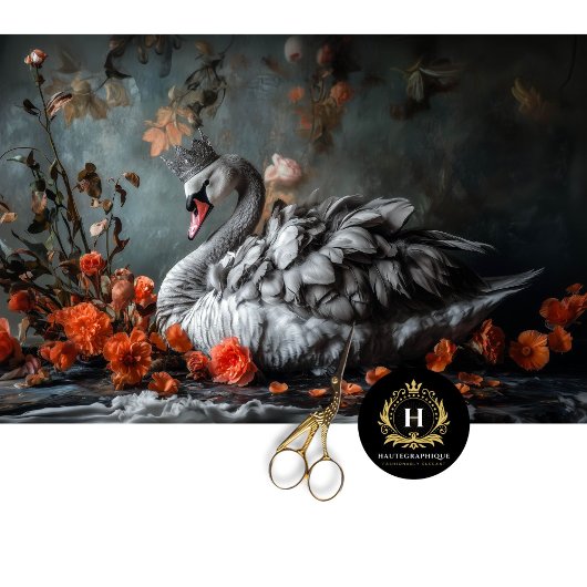 クラウン威厳のあるフローラデカップグレー白鳥 薄葉紙