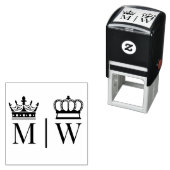 クラウン新婦結婚の2イニシャルモノグラムVS セルフインキングスタンプ (インサイチュ)