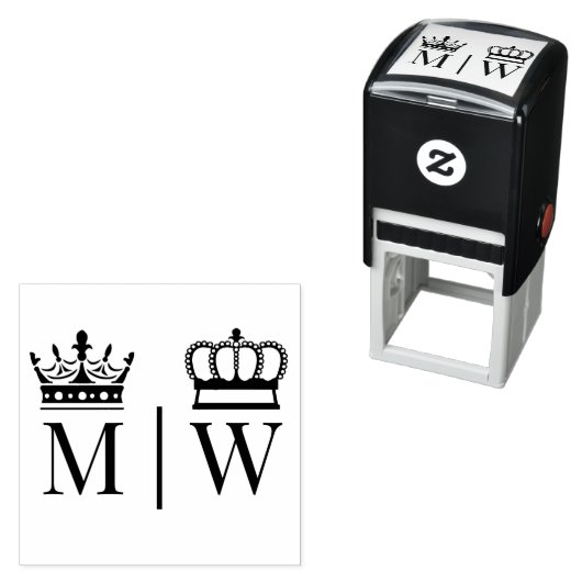 クラウン新婦結婚の2イニシャルモノグラムVS セルフインキングスタンプ (インサイチュ)