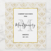 クラウン柄のワイン造り金のまわりに ワインラベル (シングルラベル)