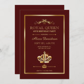 クラウン王室のクイーン誕生日招待状 招待状 (正面/裏面)