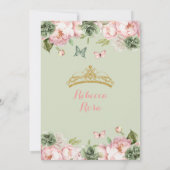 クラウン王室のセージグリーンライトピンクキンセアニラ 招待状 (裏面)