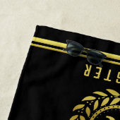 クラウン王室のローレルリースブラック金ゴールド ビーチタオル (インサイチュ)