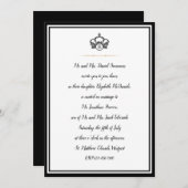 クラウン王室の白黒と金ゴールド結婚ズ 招待状 (正面/裏面)