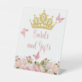 クラウン蝶ピンクのフローラカードとギフトサイン 台座サイン (正面)
