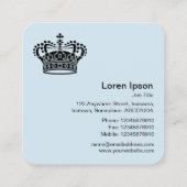 クラウン記号 – 青淡い色の上の黒 スクエア名刺 (裏面)