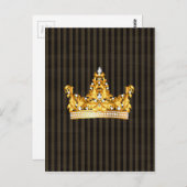 クラウン金ゴールドブラウンストライプマスタード王室のノーブル ポストカード (正面/裏面)