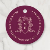 クラウン離れモノグラム描深いレッド結婚ズ フェイバータグ (正面)