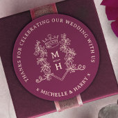 クラウン離れモノグラム描深いレッド結婚ズ ラウンドシール