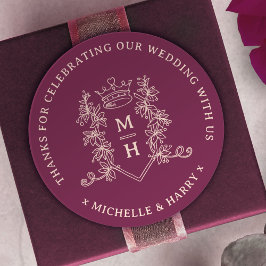 クラウン離れモノグラム描深いレッド結婚ズ ラウンドシール