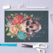 クラウン・オブ・花びら&ティアーズ、スカル&ガーデン花模様 薄葉紙 (クラフト)