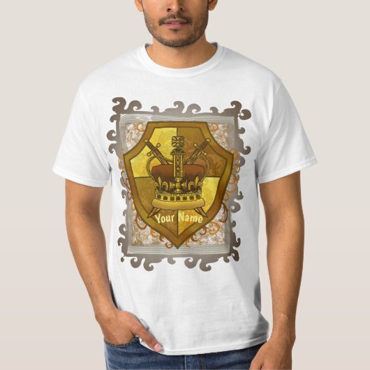 クラウン+ソード+シールド+姓Tシャツ Tシャツ (正面)
