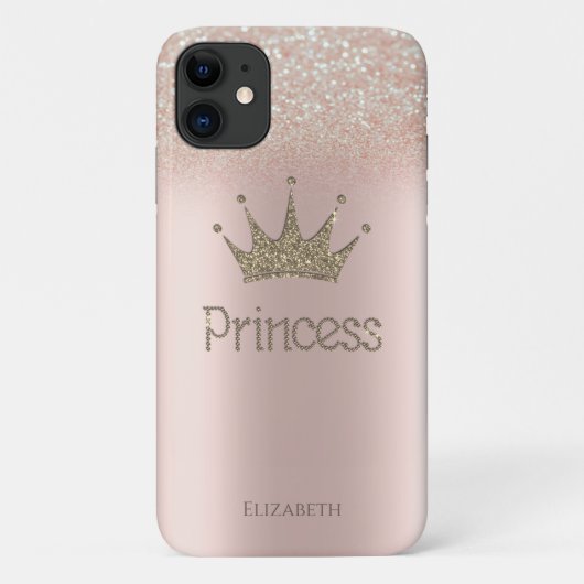 クラウン プリンセス, ローズゴールド グリッター ボケ Case-Mate iPhoneケース (裏面)