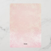 クラウン | 蝶々 ピンクのバラの花 フローラル キンセアニエラ 箔招待状 (裏面)