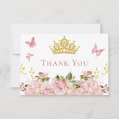 クラウン |蝶フローラプリンセスベビーシャワー サンキューカード (正面)