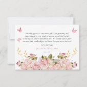 クラウン |蝶フローラプリンセスベビーシャワー サンキューカード (裏面)