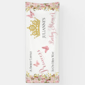 クラウン |蝶フローラプリンセスベビーシャワー 横断幕 (縦)