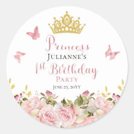 クラウン |蝶フローラプリンセス1st Birthday ラウンドシール