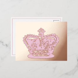 クラウン |金ゴールドクラウン女の子の誕生発表 箔招待状ポストカード