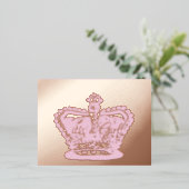 クラウン |金ゴールドクラウン女の子の誕生発表 箔招待状ポストカード (立ち正面)