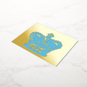 クラウン |金ゴールドクラウン男の子の誕生のお知らせ 箔招待状ポストカード (回転した状態)