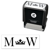 クラウン#2カップル結婚の2イニシャルモノグラム セルフインキングスタンプ (インサイチュ)