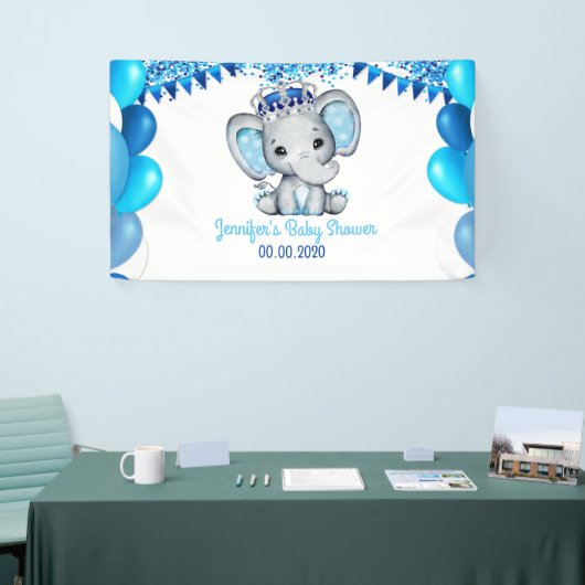 クラウ王室のンブルーのバナーベビーシャワー付き象 横断幕 (トレードショー)