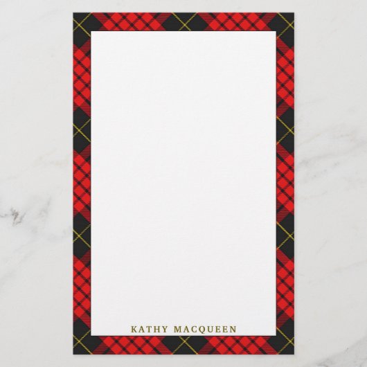 クラエレガントンマックイーンタータンチェックプレイド 便箋 (正面)