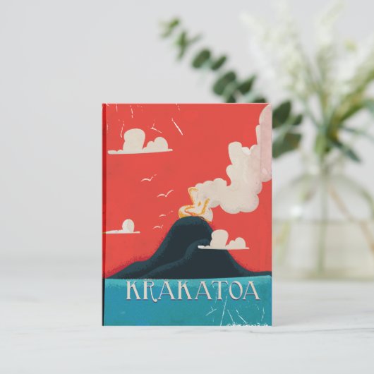 クラカトアヴィンテージバケーションポスターアート ポストカード (スタンド正面)