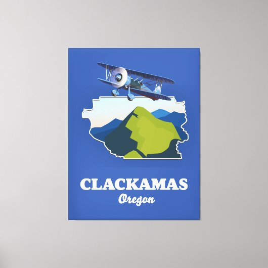 クラカマス オレゴン アメリカ地図 キャンバスプリント (正面)