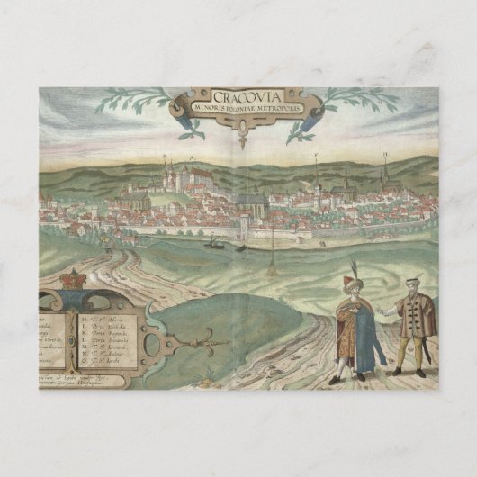 クラクウの地図, 'Civitates Orbis Terrarum'からの'by ポストカード (正面)