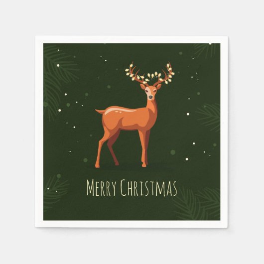 クラクションにガランズを巻いたメリークリスマスディアー スタンダードカクテルナプキン (正面)