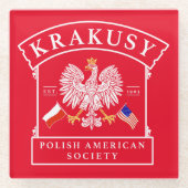 クラクシー・ポーランドアメリカン・ソサエティ・グラス・コースター ガラスコースター (正面)