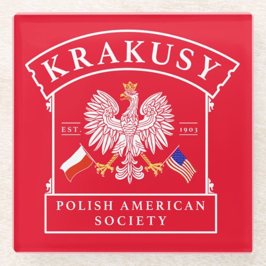 クラクシー・ポーランドアメリカン・ソサエティ・グラス・コースター ガラスコースター (正面)