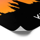 クラクフのシルエット、夏の夕日、イラストレーション ポスター (角)