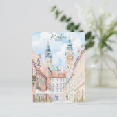 クラクフポーランドグアッシュ絵を描イラストレーション旅行 ポストカード (スタンド正面)