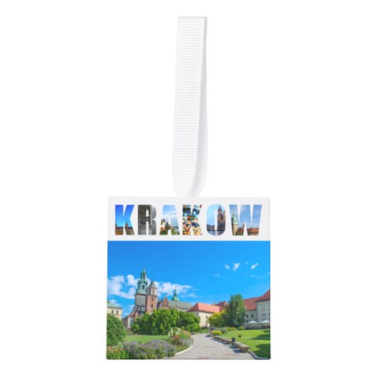 クラクフポーランドシティトラベルフォトカスタム キューブオーナメント (正面)