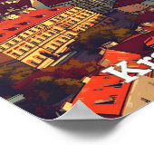 クラクフポーランドヴィンテージアートトラベルイラストレーション ポスター (角)