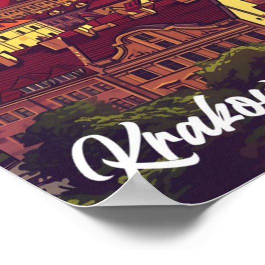 クラクフポーランド芸術的トラベルイラストレーション ポスター (角)