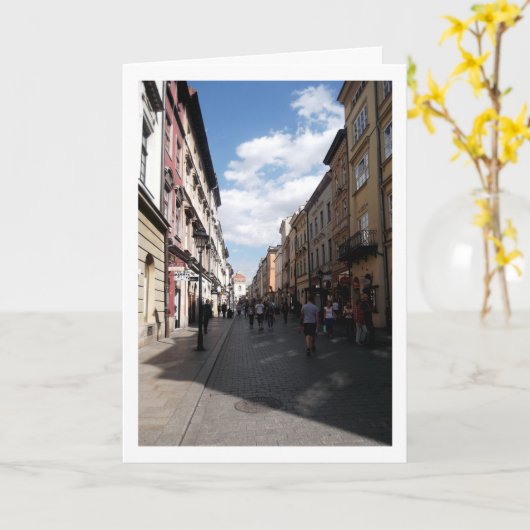 クラクフ旧市街のフロリアンスカ通り カード (黄色い花)