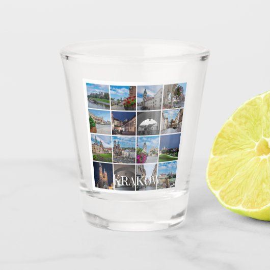 クラクフ旧市街の風景、ポーランド ショットグラス (正面)