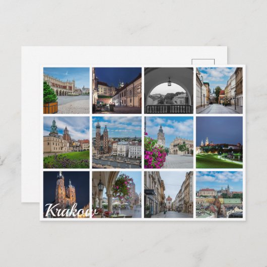 クラクフ旧市街の風景、ポーランド ポストカード (正面/裏面)